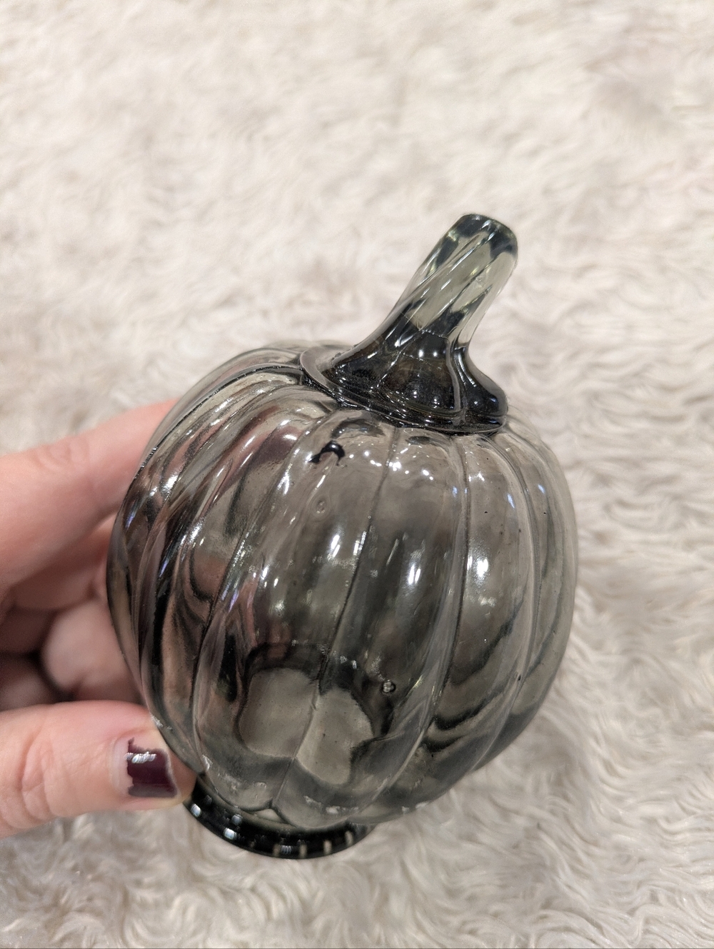 Glass Pumpkin Trio Decorative Accents - Gray, Blue, Brown - Picture 6 of 15